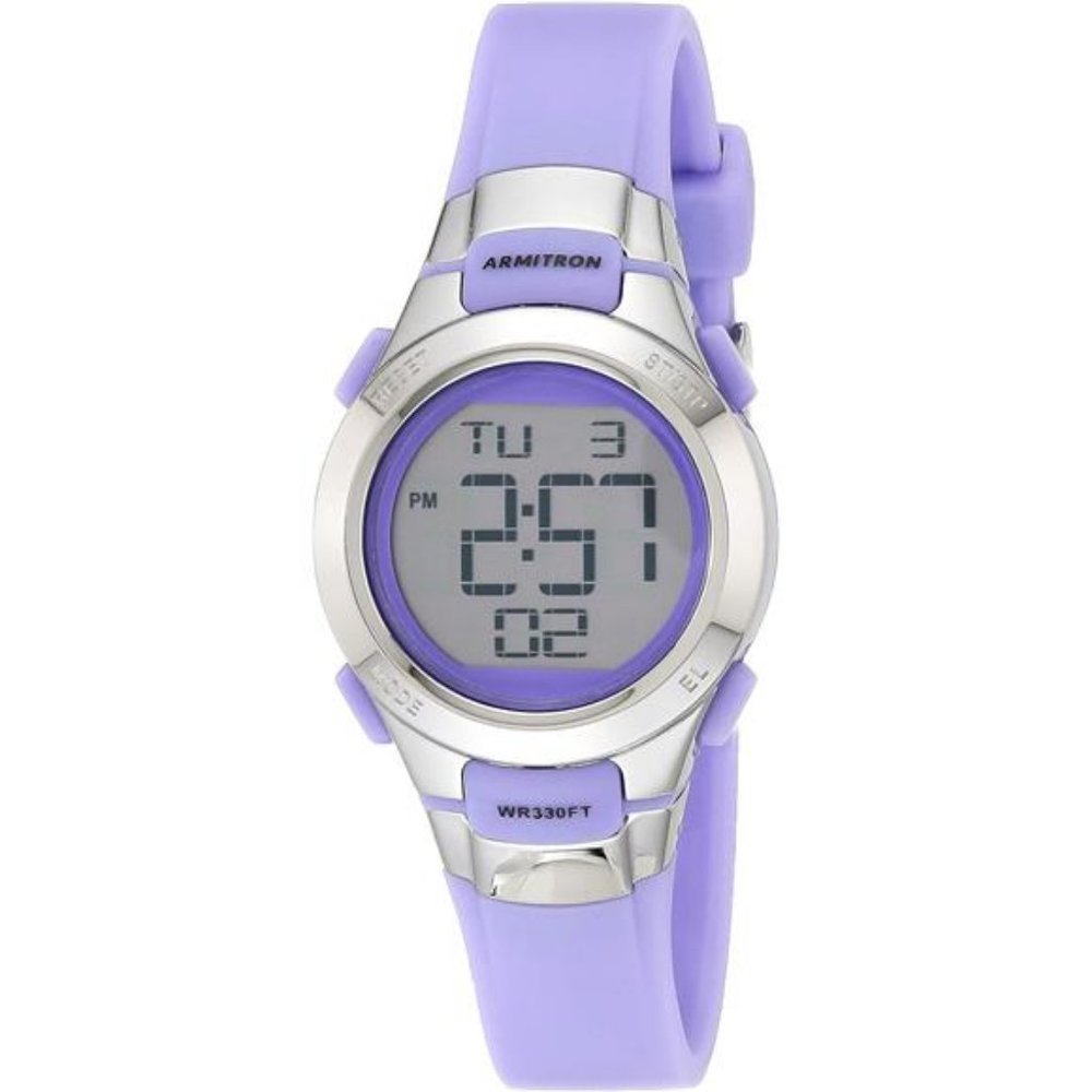 New Women's Armitron Sport Digital Resin Strap Watch Adjustable Light‎ Purple